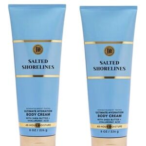 Bath & Body Works Salted Shorelines Body Cream 8 oz Set of 2 Hyaluronic Acid